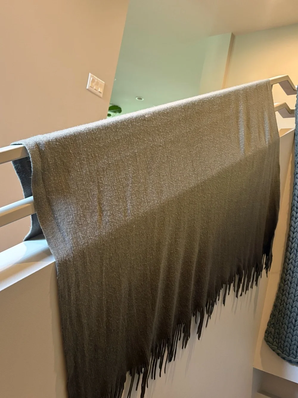 West Elm Gray Ombre Fringe Throw
